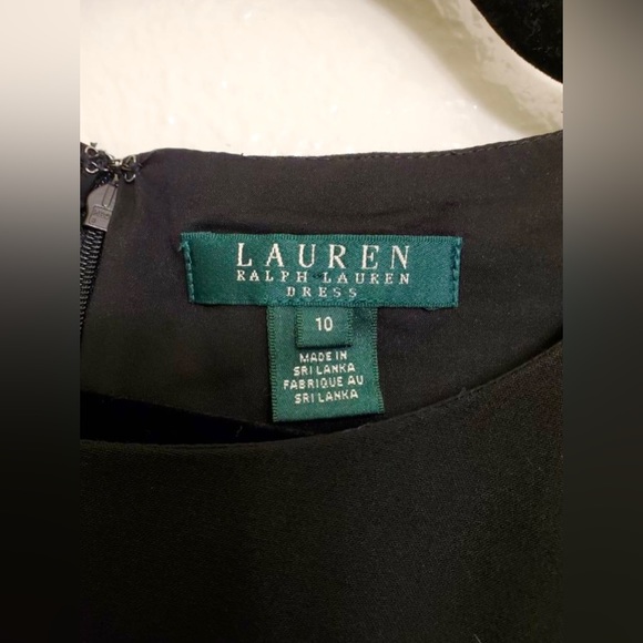 Ralph Lauren Sleeveless Sheath Dress, Crew Neckline, Black and Cream - Picture 3 of 5